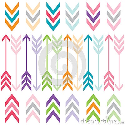 Rainbow Color Arrows Set Vector Illustration