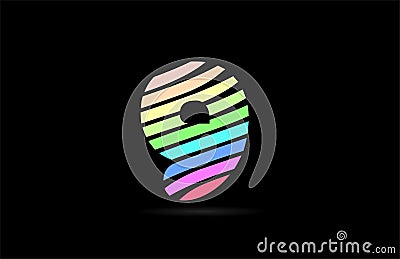 rainbow 9 nine number stripes logo icon design Vector Illustration