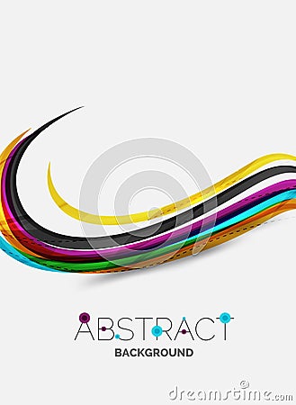 Rainbow color lines on white. Identity wave element Stock Photo