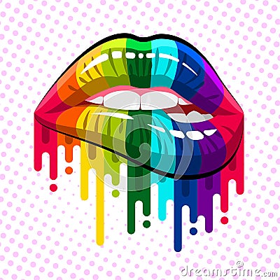 Rainbow color lips Vector Illustration