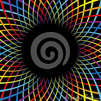 Rainbow color spiral flower speed. Colorful swirl movement bright line set. Round circle glowing template. Sunburst, starburst sha Vector Illustration