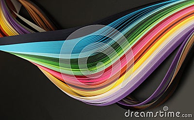 Rainbow color strip wave paper. Abstract texture horizontal long background Stock Photo