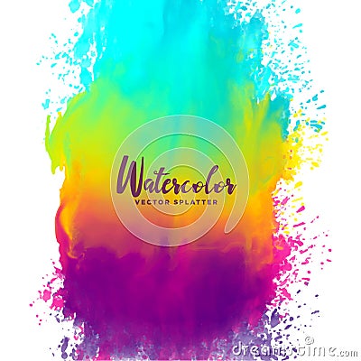 Rainbow color watercolor splash stain background Vector Illustration