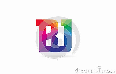 rainbow colored alphabet combination letter bj b j logo design Vector Illustration