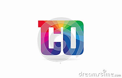 rainbow colored alphabet combination letter co c o logo design Vector Illustration