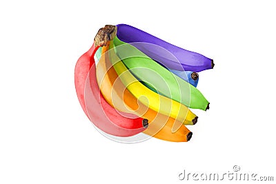 Rainbow Colored Bananas, Diversity And Uniqueness Stock Photo