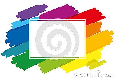 Rainbow Colored Brush Strokes Horizontal Vector Illustration