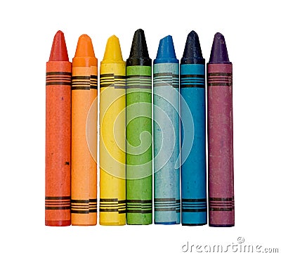 Rainbow of colored crayons Stock Photo