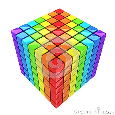 Rainbow-colored cube isolated Stock Photo
