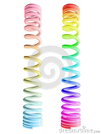 Rainbow Colored Glossy 3D Coil Spring Stock Photo