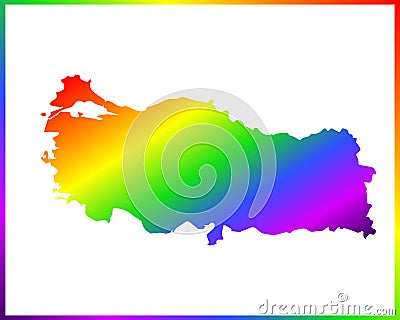 Rainbow colored gradient map of Country Turkey isolated on white background - vector Vector Illustration
