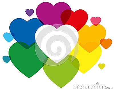 Rainbow Colored Hearts Vector Illustration