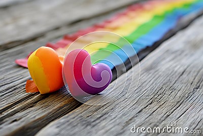 rainbow-colored hearts, to convey a message of love and unity for the entire spectrum of identities Stock Photo