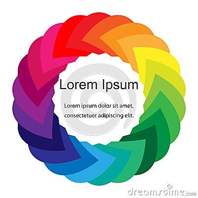 Rainbow Colored Mosaic Circle. Template for Visiting Cards, Labels, Fliers, Banners, Badges, Posters, Stickers Vector Illustration