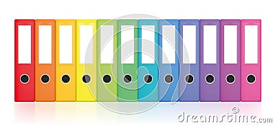 Rainbow Colored Ring Binders Colorful Leaf Binder Set Vector Illustration