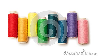 Rainbow colored set of threads isolated Stock Photo