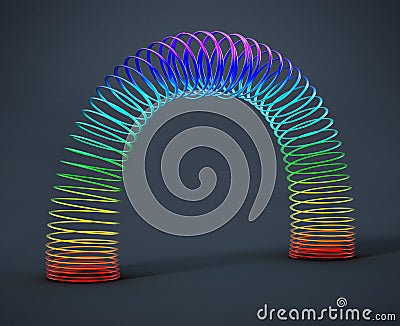 Rainbow colored wire spiral toy. 3D illustration Cartoon Illustration