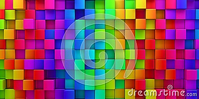 Rainbow of colorful blocks abstract background Stock Photo