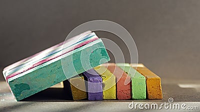 Rainbow colorful chalk pastel for preschool children. Stock Photo