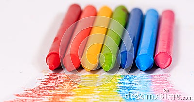 Rainbow colorful crayon color for children Stock Photo