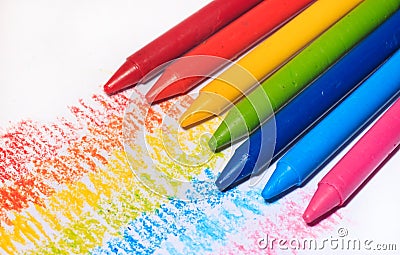 Rainbow colorful crayon color for children Stock Photo