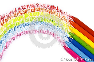 Rainbow colorful crayon color for children Stock Photo