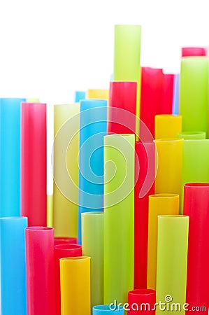 Rainbow colorful drinking straws Stock Photo