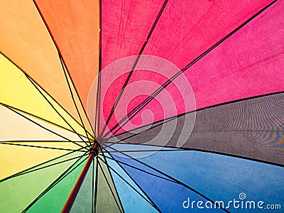 Rainbow colorful inside umbrella for background Stock Photo