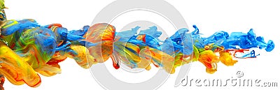 Rainbow of colorful paints and inks together in flowing water abstract background Stock Photo