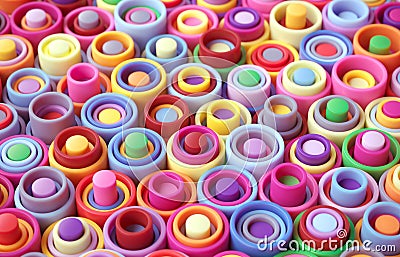 Rainbow of colorful tubes and cylinder Stock Photo