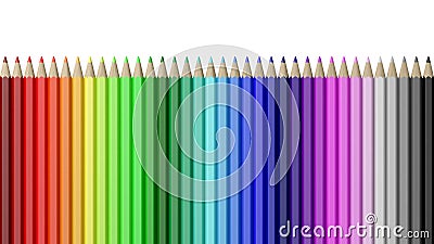 Rainbow of Colorful Pencils Aligned Stock Photo