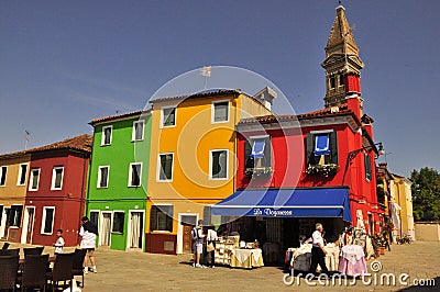 Rainbow of colors in Burano Editorial Stock Photo