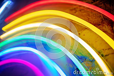 Rainbow colors neon background, abstract festive modern vibrant texture Stock Photo