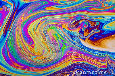Rainbow colors. Psychedelic multi colored patterns background. Photo macro shot of soap bubbles Stock Photo