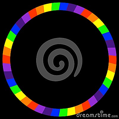 Rainbow colors round frame. Circle frames with Colorful chevron stripes patterns isolated on black background. Spectrum concept. Vector Illustration