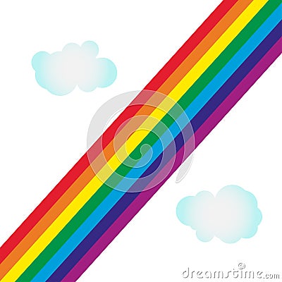 Rainbow colourful on empty background with clouds Vector Illustration