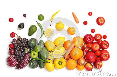 Rainbow composition with fresh vegetables and fruits Stock Photo