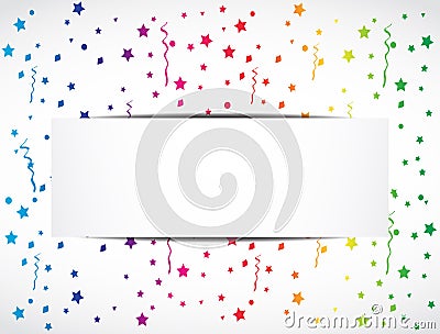 Rainbow confetti festive banner Vector Illustration