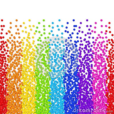 Rainbow Confetti Stripes Background Continuous to Right and to Left on White Backdrop Vector Illustration