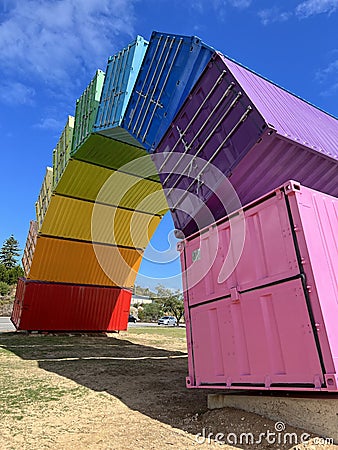 Rainbow Containers Editorial Stock Photo