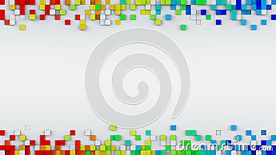 Rainbow cubes and free space 3D rendering Stock Photo