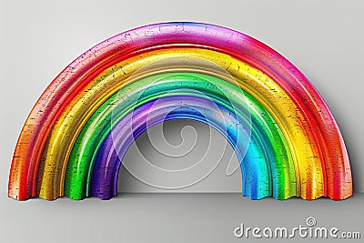 Rainbow curved arch, simple style, white background, no shadow in the middle of the picture, no gradient color, d flat design Cartoon Illustration