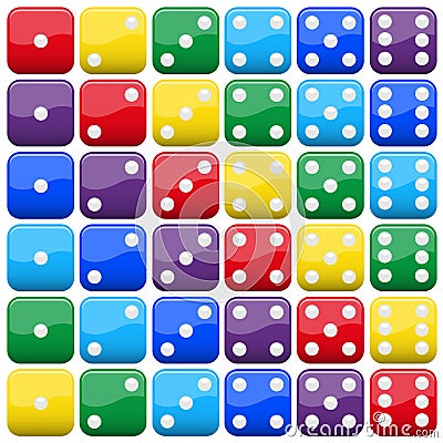 Rainbow dice collection, set of 6, vector available Vector Illustration