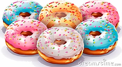 Rainbow Donuts Collection Stock Photo