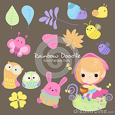 Rainbow Doodle Collection Vector Illustration