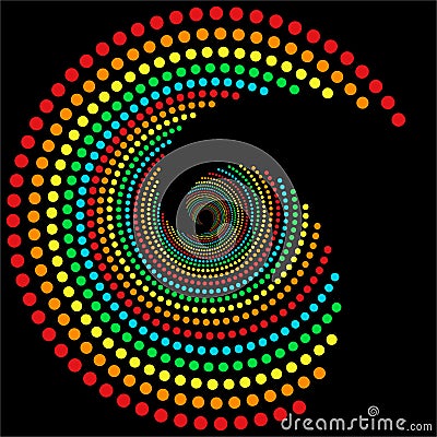 Rainbow dots spiral 2 Vector Illustration