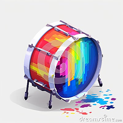 Colorful Drum With Splashes Of Paint - Glitchcore Moebius Inlay Stock Photo