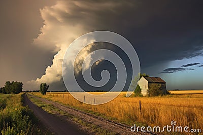 rainbow emerging after a powerful supercell storm Stock Photo