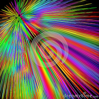 Rainbow explosion, abstract multicolored vector background in vivid spectrum colors, disco laser show decoration Vector Illustration