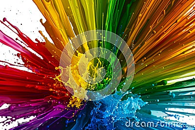 Rainbow explosion celebrates diversity. Vibrant colors burst with meaning. Stock Photo